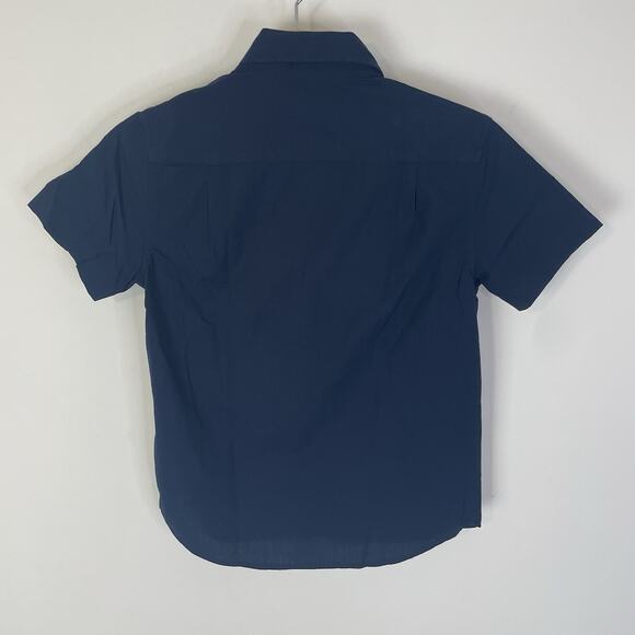 J. Crew Crewcuts Kids' short-sleeve stretch poplin button-down Navy Sz 8 CA375 - Picture 3 of 8